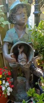Tuinbeeld brons met waterspuit mogelijkheid, Tuin en Terras, Ophalen, Gebruikt, Metaal, Mensenbeeld