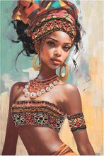 3D Schilderij | African Kente Queen| 120x80 | Peinted, Antiek en Kunst, Kunst | Schilderijen | Modern, Ophalen of Verzenden