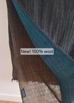 Nieuwe 3-laagse 100% wol sjaal in petrol, kaki & navy blauw, Onbekend, Ophalen of Verzenden, Nieuw, Sjaal