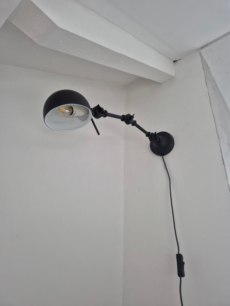 Zwarte verstelbare muurlamp met E14 fitting, Ophalen, Nieuw, Metaal, Industrieel