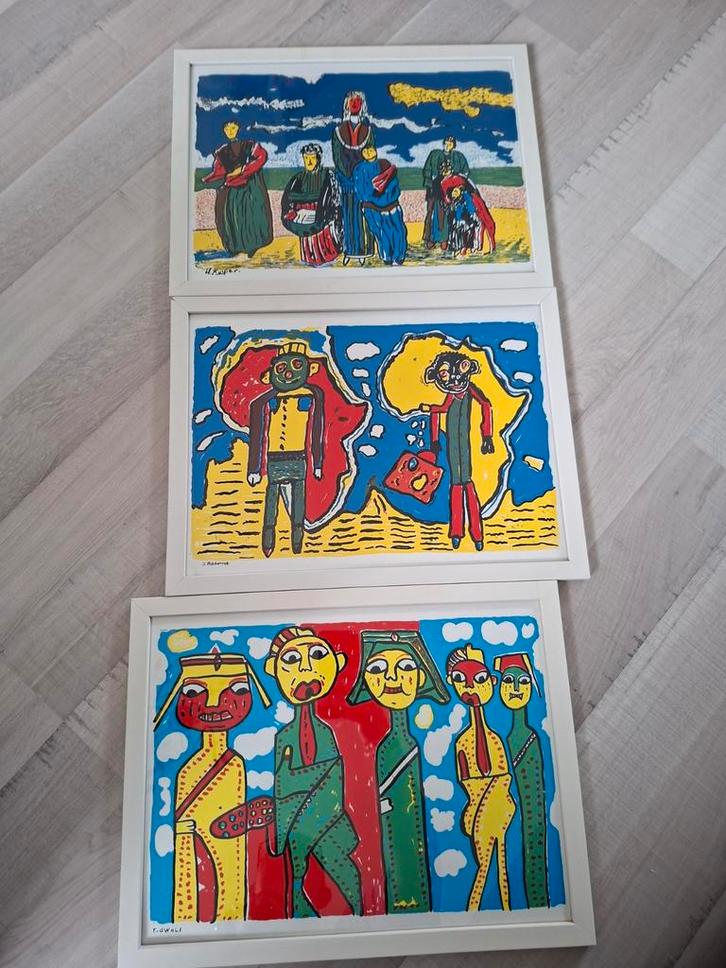 3 Zeefdrukken - Kunst van Mensen met een Beperking, Antiek en Kunst, Kunst | Tekeningen en Foto's, Ophalen