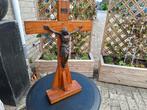 Altaarkruis, ebbenhout met bronzen christus., Ophalen of Verzenden