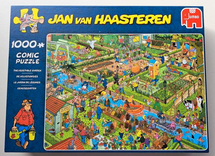 Jan van Haasteren - De Volkstuintjes - 1000 st. - 2017/08, Hobby en Vrije tijd, Denksport en Puzzels, Gebruikt, Legpuzzel, 500 t/m 1500 stukjes