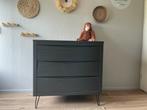 Mooi ledikant en commode antraciet Coming Kids, Ophalen, Zo goed als nieuw, Minder dan 140 cm, Matras