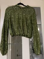 Groene pailetten glitter crop top, Kleding | Dames, Tops, Ophalen of Verzenden, Zo goed als nieuw, Groen, Korte mouw