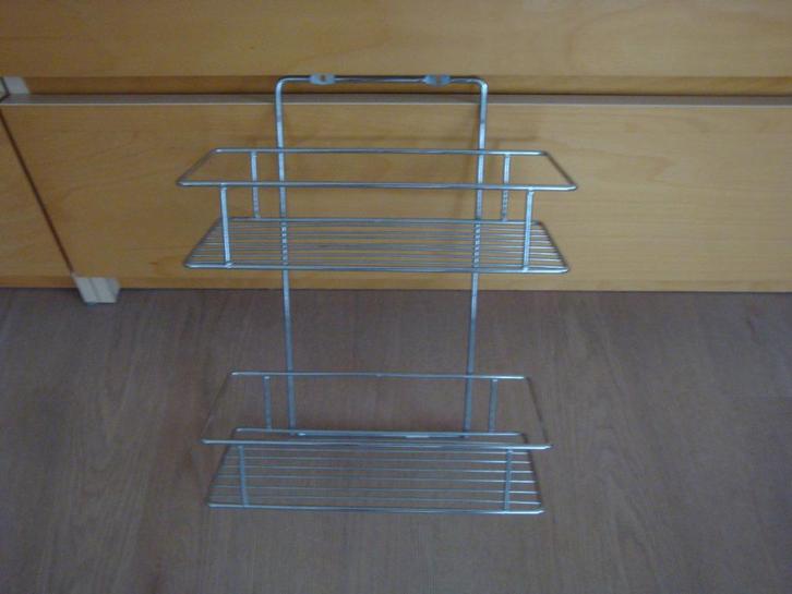 Metalen badkamer rekje met twee bakjes voor shampoo etc., Huis en Inrichting, Badkamer | Badtextiel en Accessoires, Zo goed als nieuw