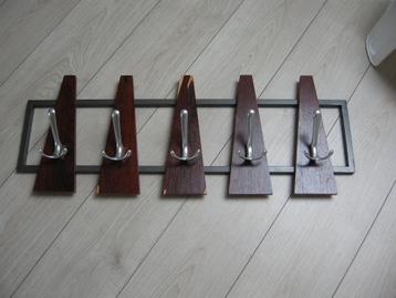 Vintage kapstok 80 x 30 cm Palisander 10 haken 65 jr oud beschikbaar voor biedingen