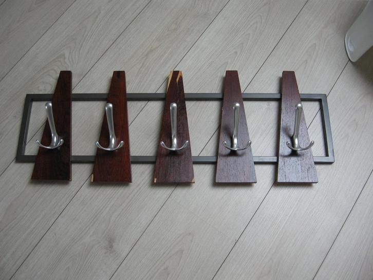Vintage kapstok 80 x 30 cm Palisander 10 haken 65 jr oud, Antiek en Kunst, Antiek | Woonaccessoires, Ophalen of Verzenden