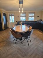 Ovale houten eettafel met stoelen, Huis en Inrichting, Ophalen, Gebruikt, 100 tot 150 cm, 200 cm of meer