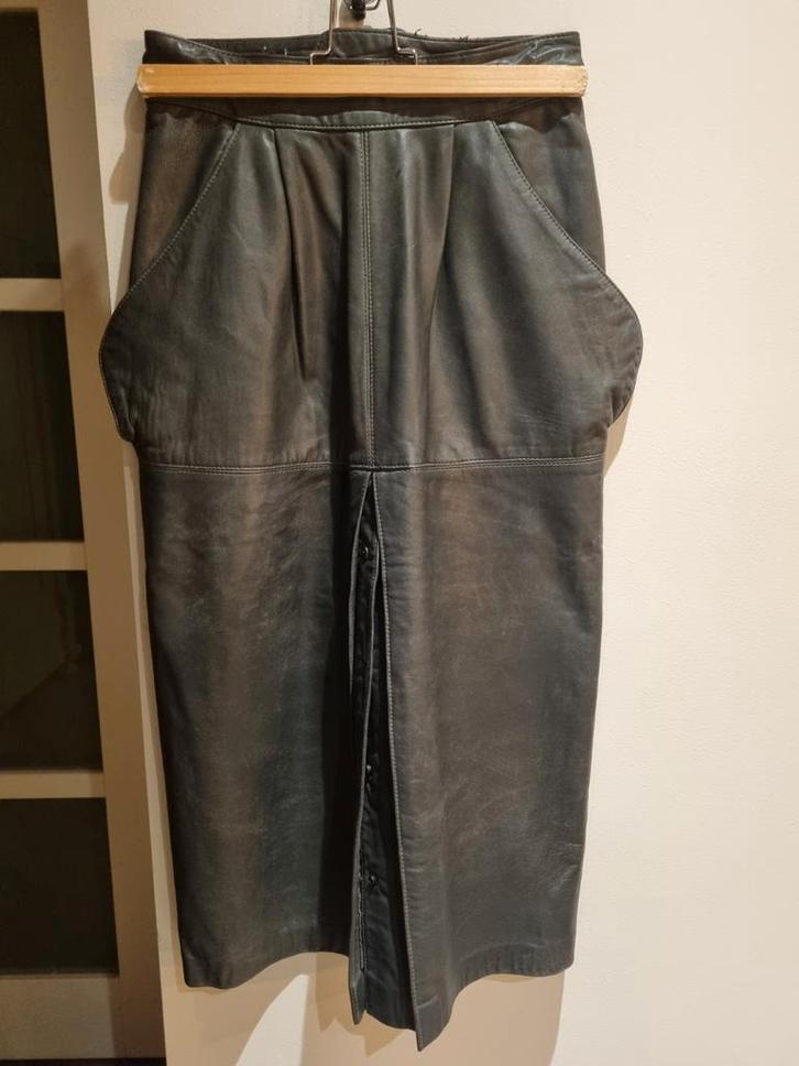 Vintage Michael Mortell leren rok maat 36, Kleding | Dames, Rokken, Zo goed als nieuw, Maat 36 (S), Zwart, Knielengte, Ophalen of Verzenden