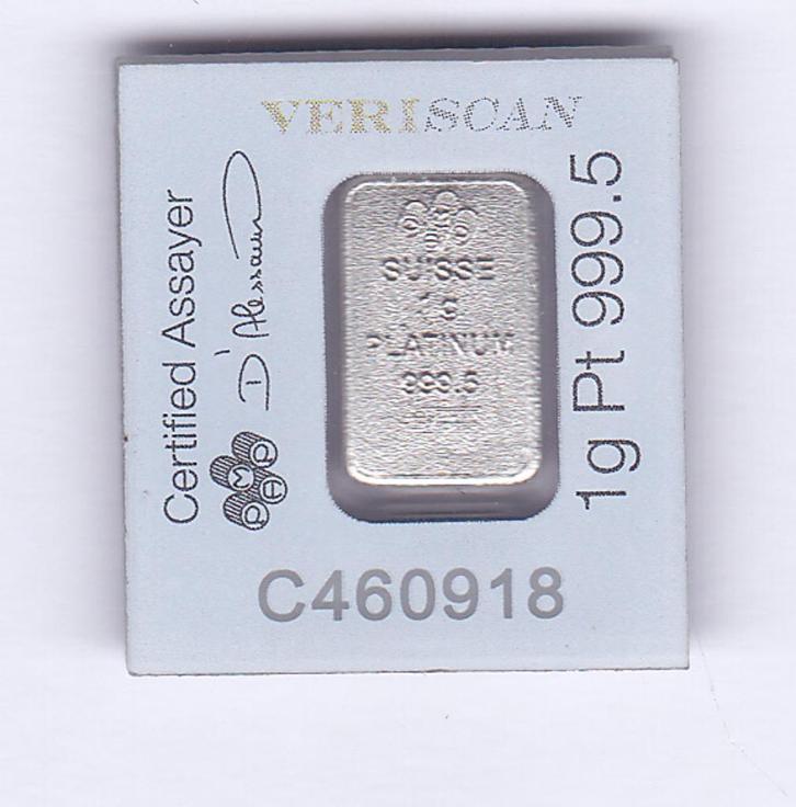 Baartje van 1 gram Platina Pamp, Postzegels en Munten, Edelmetalen en Baren, Platina, Ophalen of Verzenden