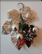 oude kerstversiering, druivenblad zilverkarton, strik besjes, Ophalen of Verzenden