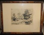 A. Reichmann - Ets - Platteland aan 't meer - 44 x 35 cm .., Ophalen of Verzenden