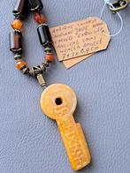 091 Ketting antieke handgesneden Jade coins/wealth amulet, Antiek en Kunst, Ophalen of Verzenden