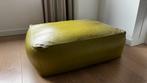 Groene Lederen Poef, Ophalen, Gebruikt, 100 tot 125 cm, Leer