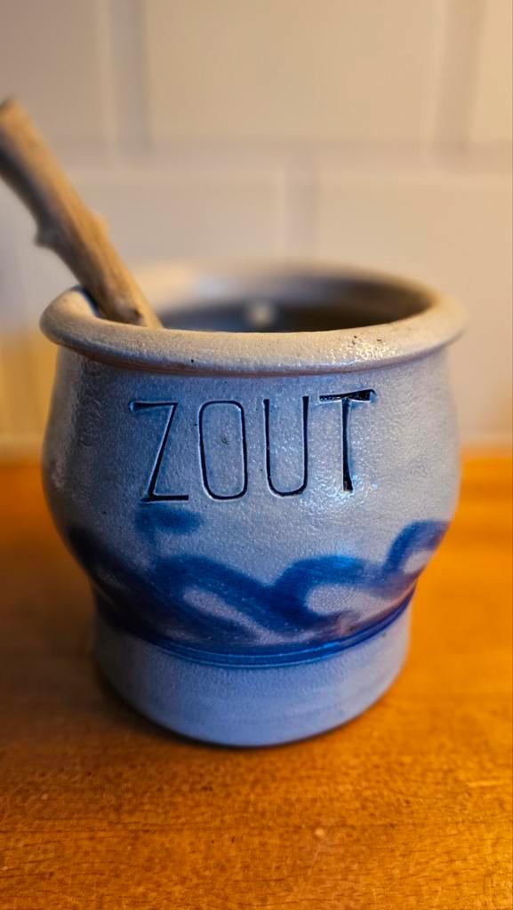 Vintage Keulse Pot met Lepel - Zoutglazuur, Antiek en Kunst, Antiek | Keramiek en Aardewerk, Ophalen of Verzenden