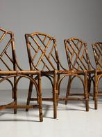 Set van 4 bamboe eetkamerstoelen