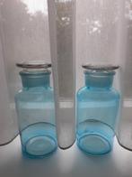 2 stopflessen blauw glas met stop *eureka*, Ophalen of Verzenden