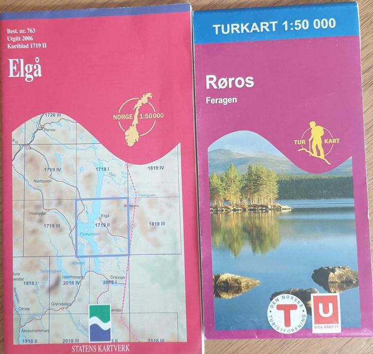 Elgå & Røros Turkart 1:50 000 - Wandelkaarten Noorwegen, Boeken, Atlassen en Landkaarten, Zo goed als nieuw, Overige typen, Europa Overig