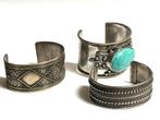 3 Metalen Tribal Armbanden uit Nepal, Gebruikt, Staal, Ophalen of Verzenden, Met edelsteen
