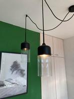 Mooie set glazen hanglampen, Huis en Inrichting, Lampen | Hanglampen, Modern vintage, Ophalen of Verzenden, Minder dan 50 cm, Glas