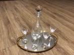 Kristal glazen karaf set met wijnglazen en dienblad, Antiek en Kunst, Antiek | Glas en Kristal, Ophalen