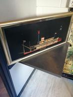 PRACHTIGE MISSISSIPPI BOOT OP BOARD 80X40 CM GOUDEN LIJST., Gebruikt, Kaart, Foto of Prent, Ophalen of Verzenden, X