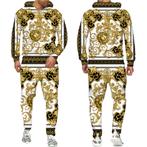 Heren barok joggingpak 5 wit goud leeuwen luxe trainingspak, Verzenden, Nieuw, Algemeen