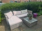 loungeset met kussens en tafeltje, Tuin en Terras, Tuinsets en Loungesets, Ophalen, Gebruikt, Bank