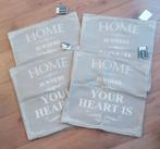 4 trendy beige kussenhoesjes met tekst 45x45cm, Ophalen of Verzenden, Nieuw, Beige, Vierkant