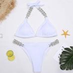 Witte push-up bikini met bergkristal (dames vrouwen kristal), Verzenden, Nieuw, Wit, Bikini