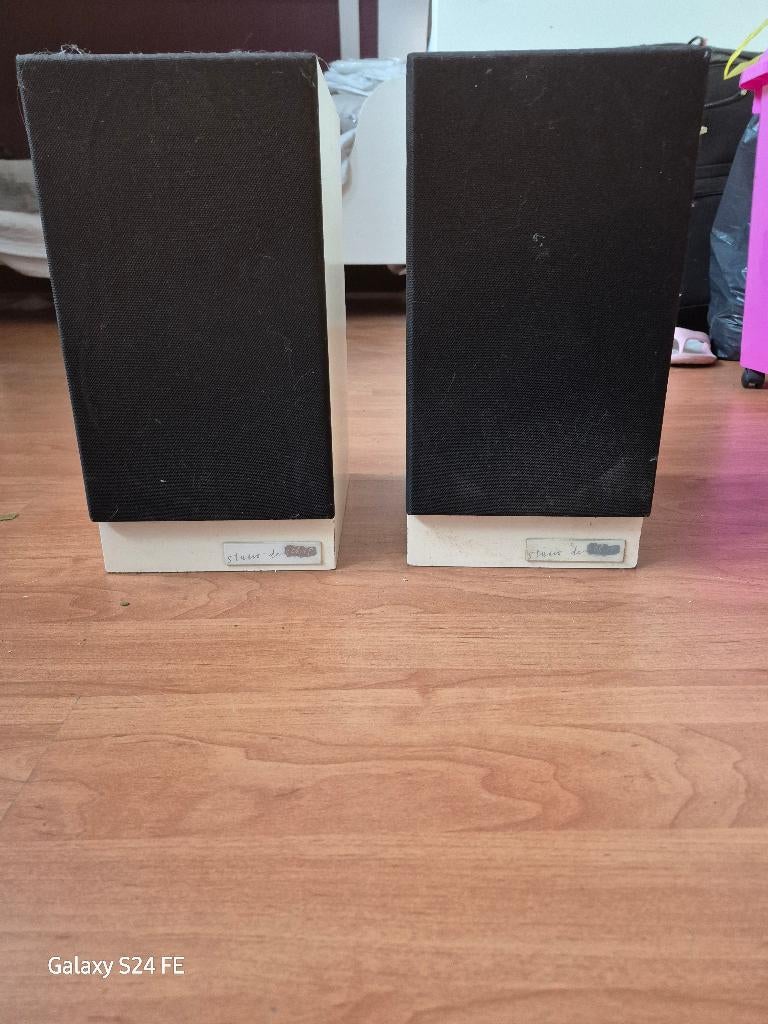 2 audio speakers (wit), Audio, Tv en Foto, Luidsprekers, Zo goed als nieuw, 120 watt of meer, Front, Rear of Stereo speakers, Ophalen