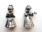 Twee tinnen meisjes met viool en liedjesboek., Antiek en Kunst, Antiek | Tin, Ophalen of Verzenden
