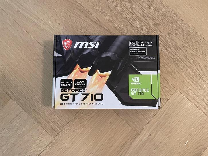 MSI GeForce GT 710 2GB DDR3 Low Profile (passief, stil), Computers en Software, Videokaarten, Zo goed als nieuw, Nvidia, PCI-Express 2.0