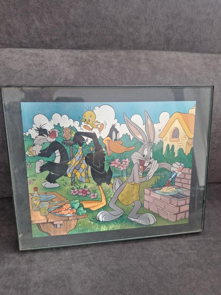 Looney Tunes Ingelijste Print, Antiek en Kunst, Kunst | Overige Kunst, Ophalen of Verzenden