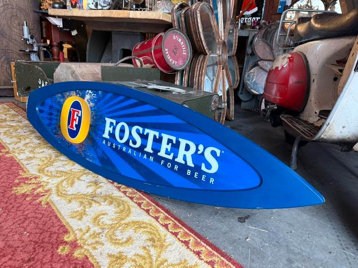 Foster’s beer surfboard reclamebord, Verzamelen, Merken en Reclamevoorwerpen, Gebruikt, Reclamebord, Ophalen