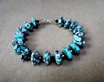 Armband gesimuleerd mozaïekturkoois rondellen, Verzenden, Zo goed als nieuw, Blauw