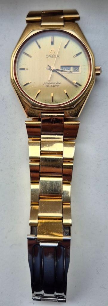 Prachtige Omega Seamaster herenhorloge met dag datum., Sieraden, Tassen en Uiterlijk, Horloges | Antiek, Staal, Met bandje, Verzenden