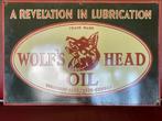 Groot emaille bord, Wolfs Head Oil, Verzamelen, Ophalen of Verzenden, Zo goed als nieuw, Reclamebord