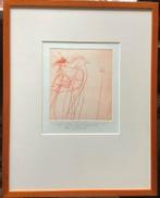 Ko Oosterkerk, bloem, vogel, ets, gravure, rood, origineel, Antiek en Kunst, Ophalen of Verzenden