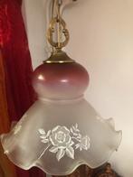 Antieke Hanglamp Glas & Koper, Ophalen of Verzenden, Zo goed als nieuw, Glas, Minder dan 50 cm