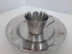 Vintage kinder bordje en beker RVS met afbeelding :, Huis en Inrichting, Keuken | Servies, Overige materialen, Overige typen, Ophalen of Verzenden