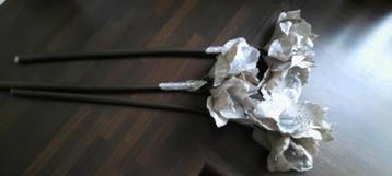 3x kunstbloemen met glitter op steel 60cm beschikbaar voor biedingen