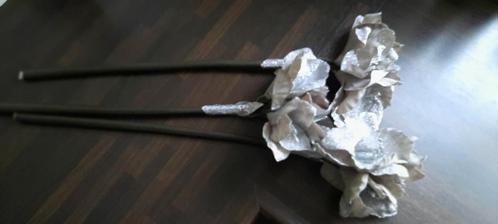 3x kunstbloemen met glitter op steel 60cm, Huis en Inrichting, Woonaccessoires | Kunstplanten en Kunstbloemen, Nieuw, Binnen, Ophalen of Verzenden