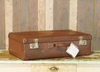 Oude midden- tot donkerbruine brocante koffer met adreskaart, Ophalen of Verzenden