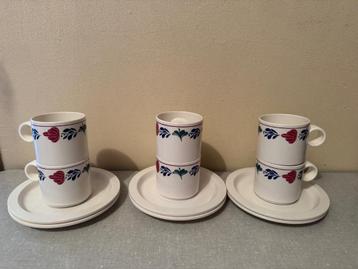 6 BOERENBONT kopjes en schotels MEPAL servies BOCH beschikbaar voor biedingen