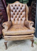 Oude Chesterfield fauteuil handgepatineerd + BEZORGING, Ophalen of Verzenden