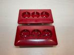 Twee rode stopcontacten inbouw drie geaard Peha, Ophalen of Verzenden, Zo goed als nieuw, Stopcontact
