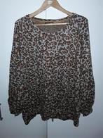 Norah Bruin/Grijze Trui Met Panterprint Maat 48, Kleding | Dames, Grote Maten, Bruin, Verzenden, Trui of Vest, Zo goed als nieuw