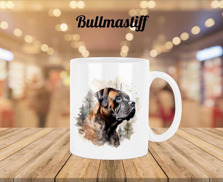 Bullmastiff profiel mok, Huis en Inrichting, Keuken | Servies, Nieuw, Kop(pen) en/of Schotel(s), Overige stijlen, Verzenden